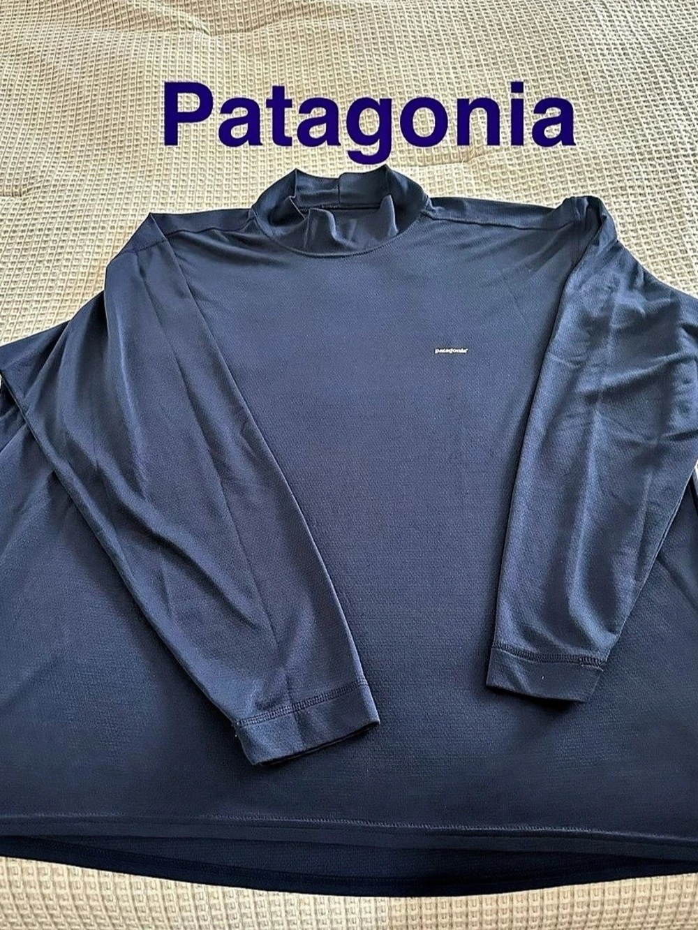 Patagonia | Capilene Mock Neck Long Sleeve Navy Blue | Men’s XXL